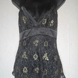Elegant Black and Gold Lace Women's Top